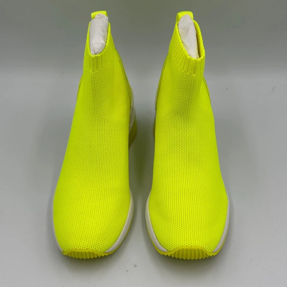 Michael Kors Womens Extreme Neon Yellow Sock‎ Sneakers Boot Wedge Heel Size 5M